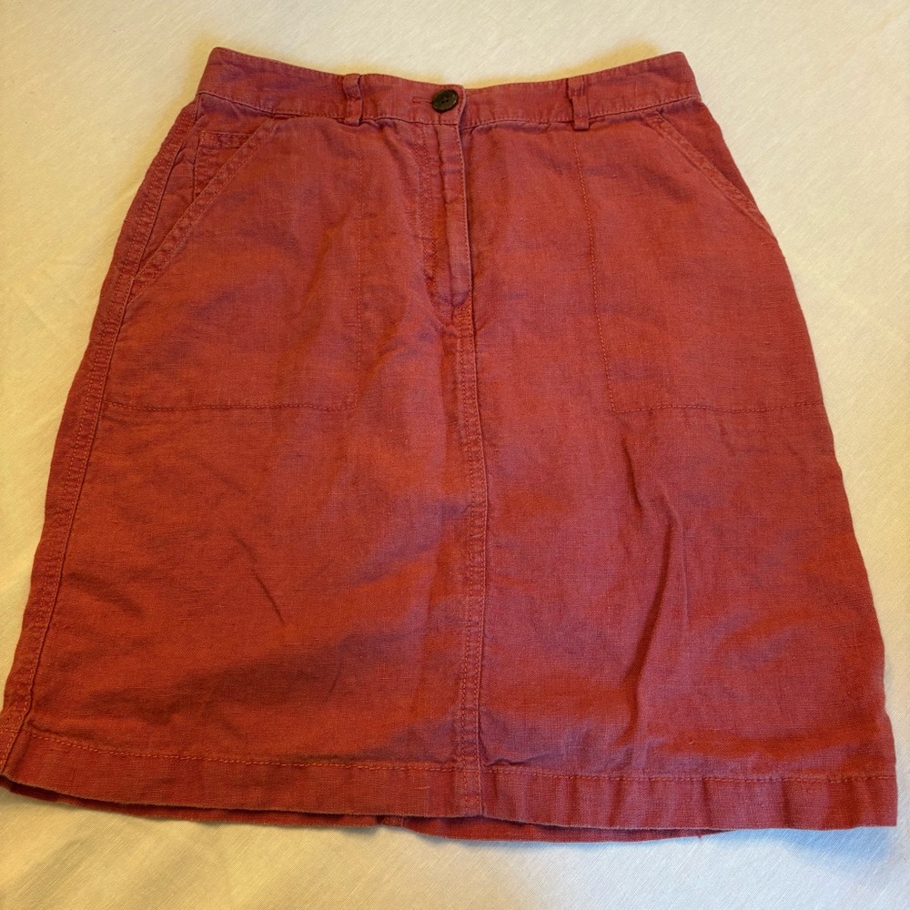 L.L. Bean Red A-Line Cargo Skirt Knee-Length Casual